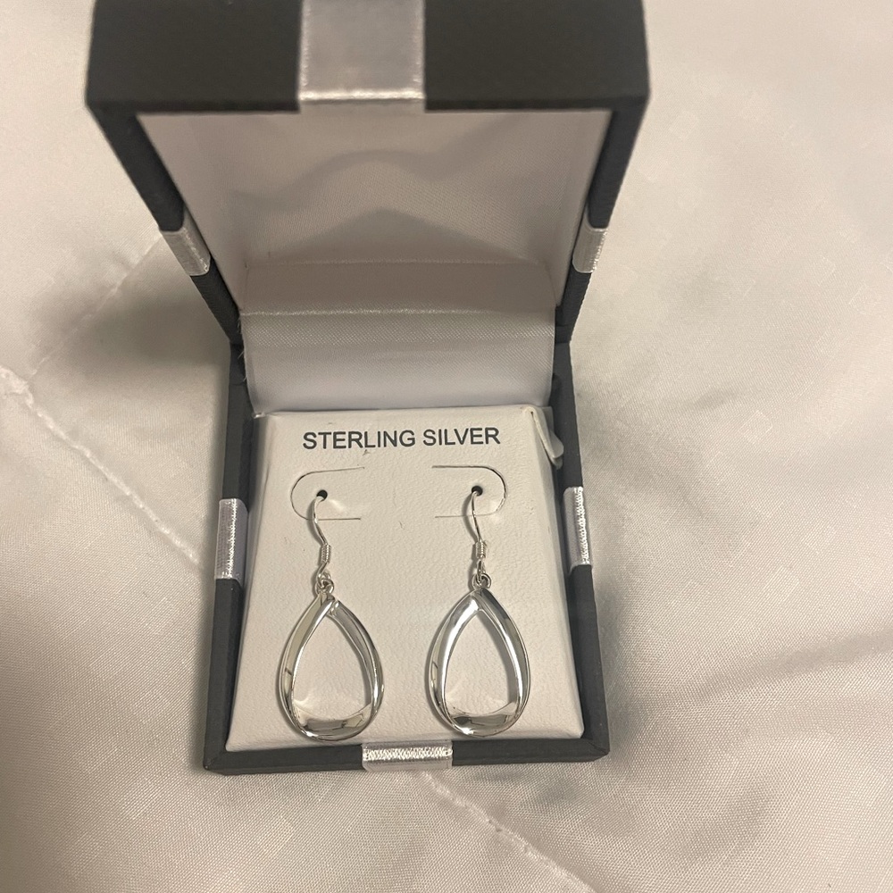 Sterling Silver Tear Drop Hoop Earrings